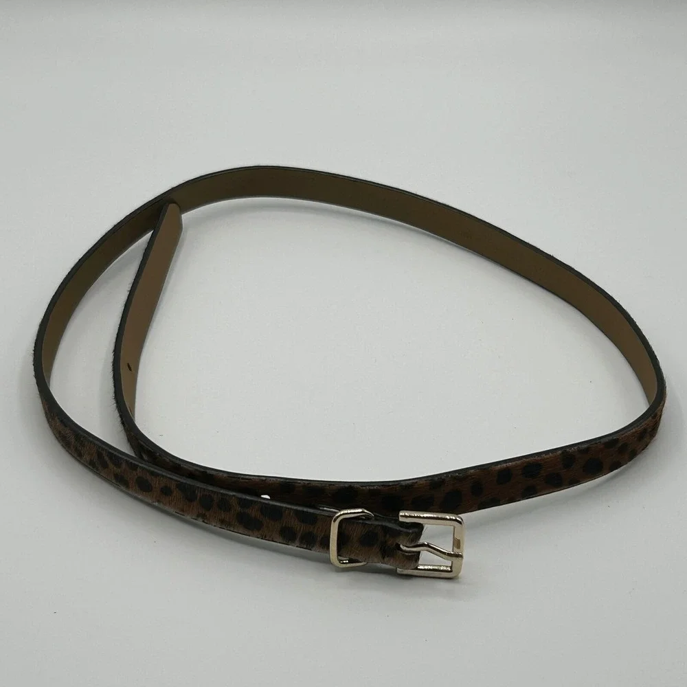 Banana Republic Leopard Calf Hair Skinny Belt Set 2 Genuine Leather XS Neutral